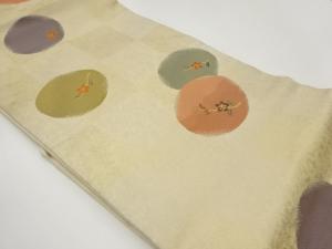 引箔丸に花葉模様織出し名古屋帯